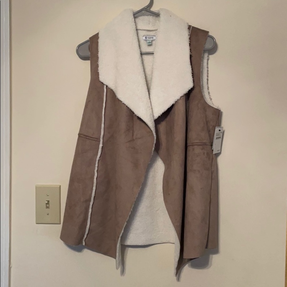 Tan and White Suede Vest